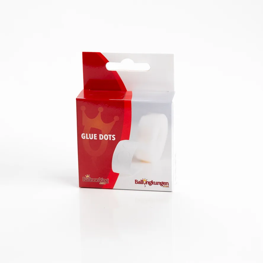 Butiksförpackning för glue dots - framsida.